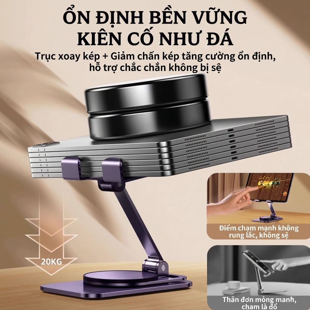 Giá Đỡ Điện Thoại Kim Loại Gấp Gọn Xoay 360° – Kệ Để Bàn Đa Năng Cho Điện Thoại, Máy Tính Bảng