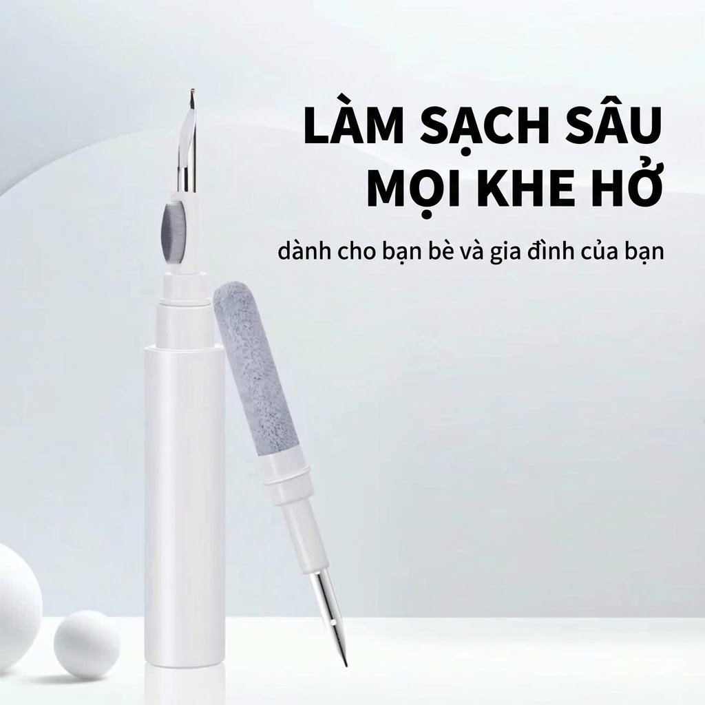 Bút Vệ Sinh Tai Nghe Đa Năng 3in1, Dụng Cụ Vệ Sinh AirPods, Tai Nghe Bluetooth, Bàn Phím, Điện Thoại