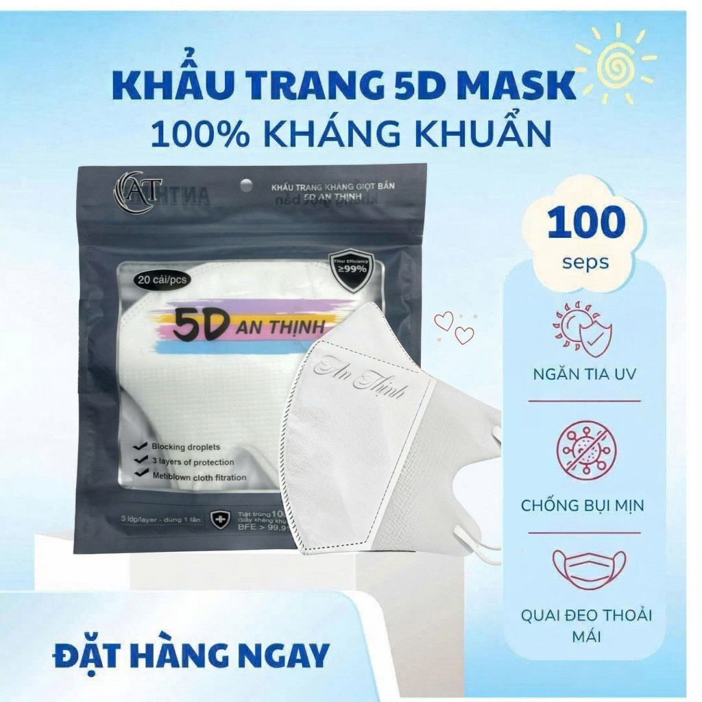 [200-600 chiếc ] khẩu trang 5D 3 lớp chống nắng chống bụi chống tia UV