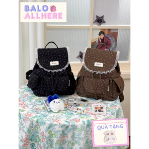 BaLo (XINHXINH) [ORDER] Balo Nữ Mini Họa Tiết Hoa Viền Ren Kiểu Hàn Quốc BL332