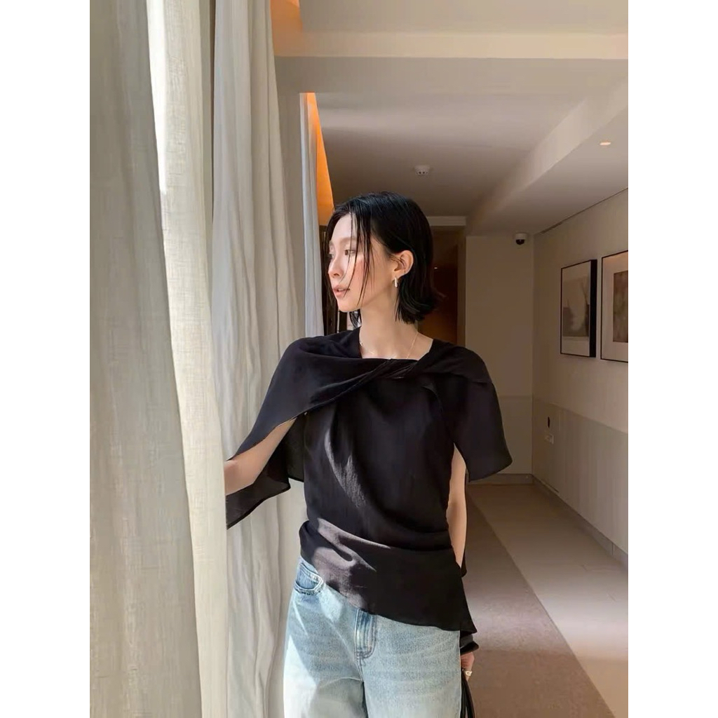 Áo sát nách vạt chéo phối tà ngoài Onni st