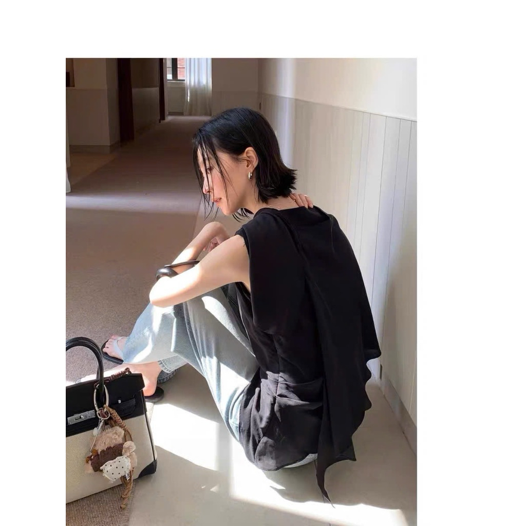 Áo sát nách vạt chéo phối tà ngoài Onni st