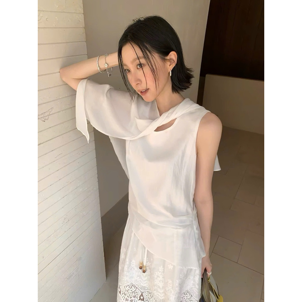 Áo sát nách vạt chéo phối tà ngoài Onni st