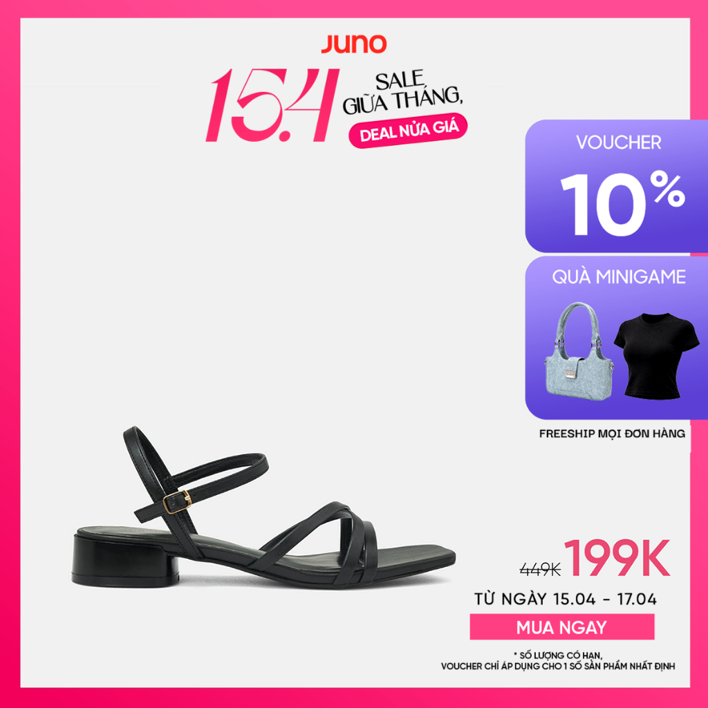 Giày Sandal Nữ 3cm Thời Trang JUNO Gót Thấp Quai Chéo SD03074