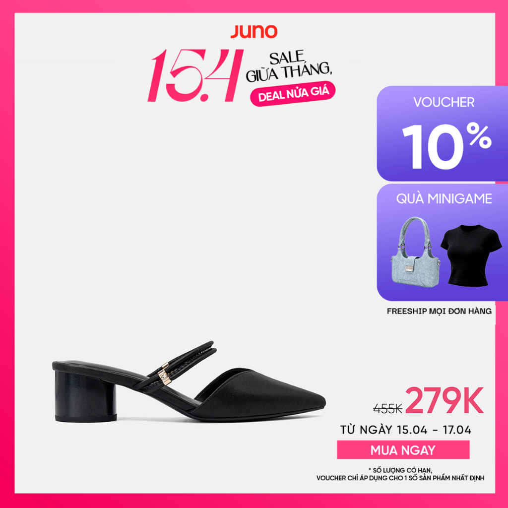 Giày Cao Gót Nữ 5cm Thời Trang JUNO Giày Mules Mũi Nhọn Gót Trụ CG05097