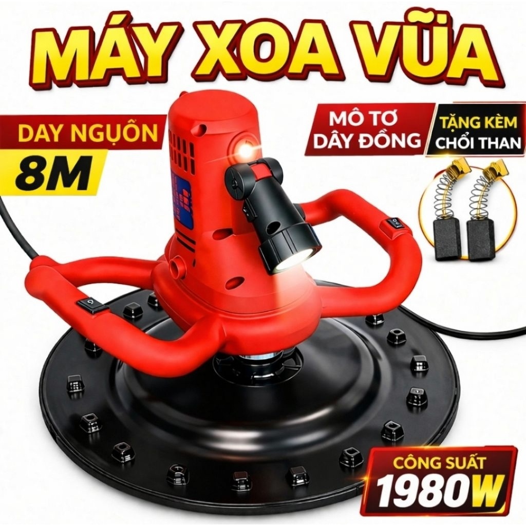Máy Xoa Vữa Chát Tường Cầm Tay Công Suất Lớn – Làm Nhanh, Mịn Đẹp, Đỡ Mỏi Tay Cho Thợ Xây