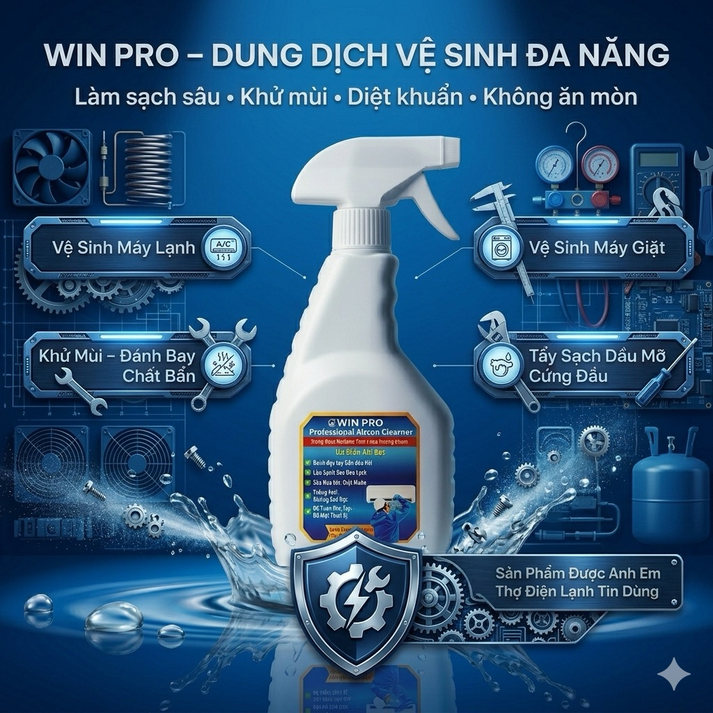 Nước tẩy Winpro+ 500ml chuyên vệ sinh nhà bếp - máy lạnh - máy giặt - tẩy mạnh các vết bẩn - dầu mỡ lâu ngày trên máy