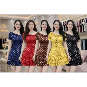 TH78 - SÉT ĐỒ BỘ THUN TĂM CỔ ÁO VIỀN , QUẦN VÁY XINH XẮN