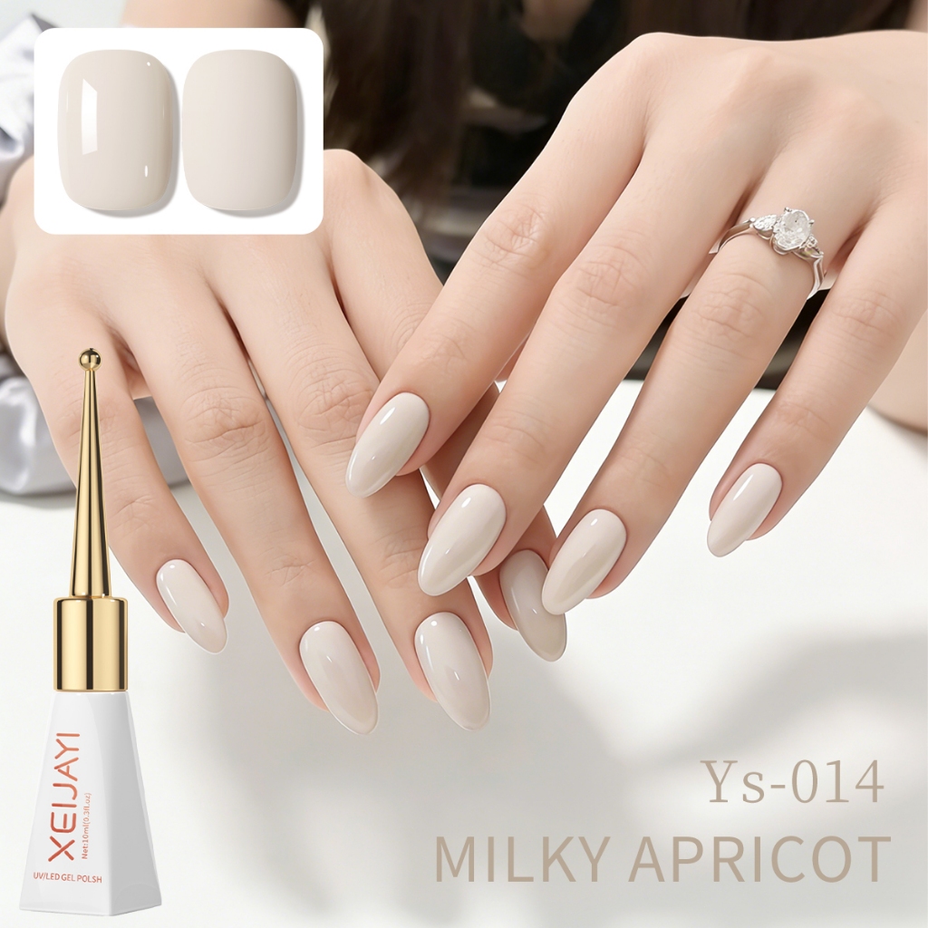 XEIJAYI 10ml - Sơn móng tay dạng gel màu trắng mơ mới, độ bóng lâu trôi, thích hợp cho tiệm nail và sử dụng tại nhà.
