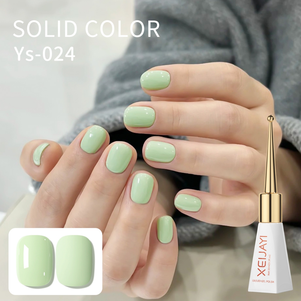 XEIJAYI 10ml - Sơn móng tay dạng gel màu xanh lá cây đậu, màu sắc đậm đặc, thích hợp cho nghệ thuật vẽ móng.
