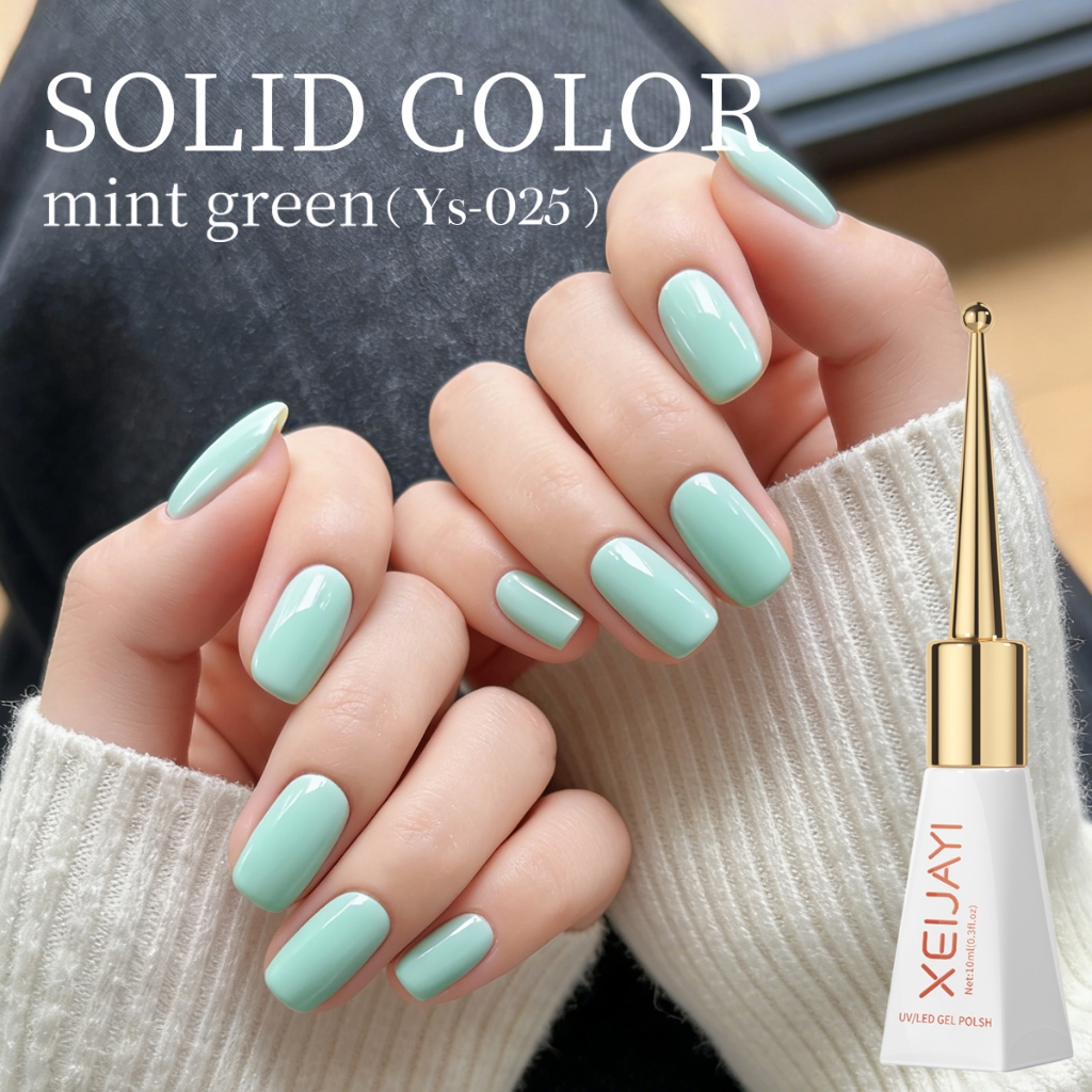XEIJAYI 10ml - Sơn móng tay dạng gel màu xanh bạc hà mới, kiểu móng tay Pháp tươi mới