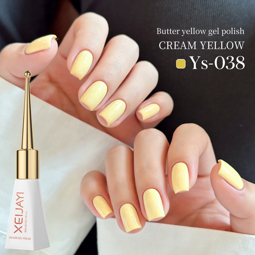 XEIJAYI 10ml - Sơn móng tay dạng gel màu vàng nhạt, màu sắc dễ thương và tươi tắn, hoàn hảo cho nghệ thuật vẽ móng.