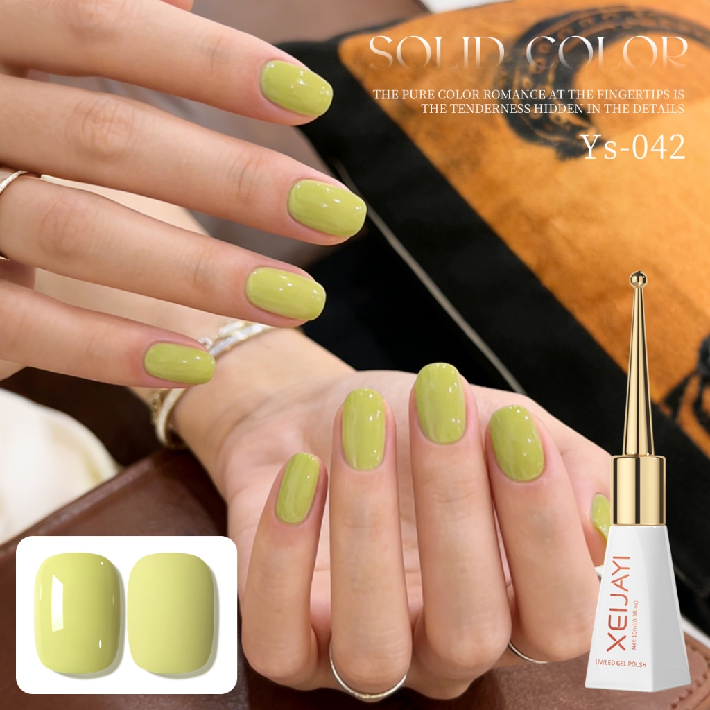 XEIJAYI 10ml - Sơn móng tay dạng gel màu xanh lá nhạt mới cho mùa hè, thích hợp sử dụng hàng ngày.