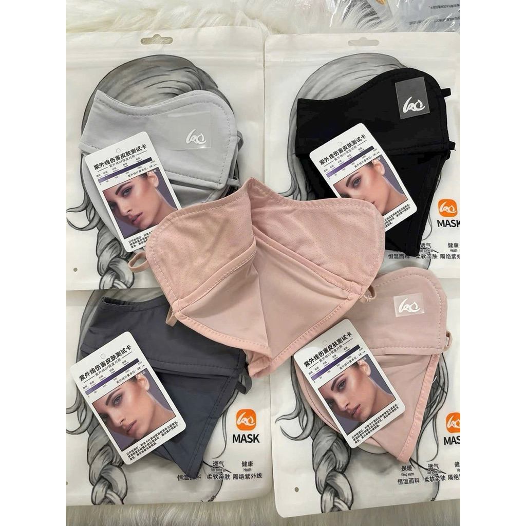 Khẩu trang su lụa chống tia UV, dày mịn 2 lớp chống nắng UPF50+ cao cấp