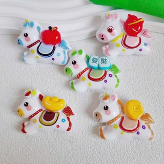 Set Charm Ngựa Trắng May Mắn Cute – Pony Mini Trái Cây Táo Vàng Phát Tài Đáng Yêu Trang Trí Dép Xinh Phong Cách Hàn Quốc