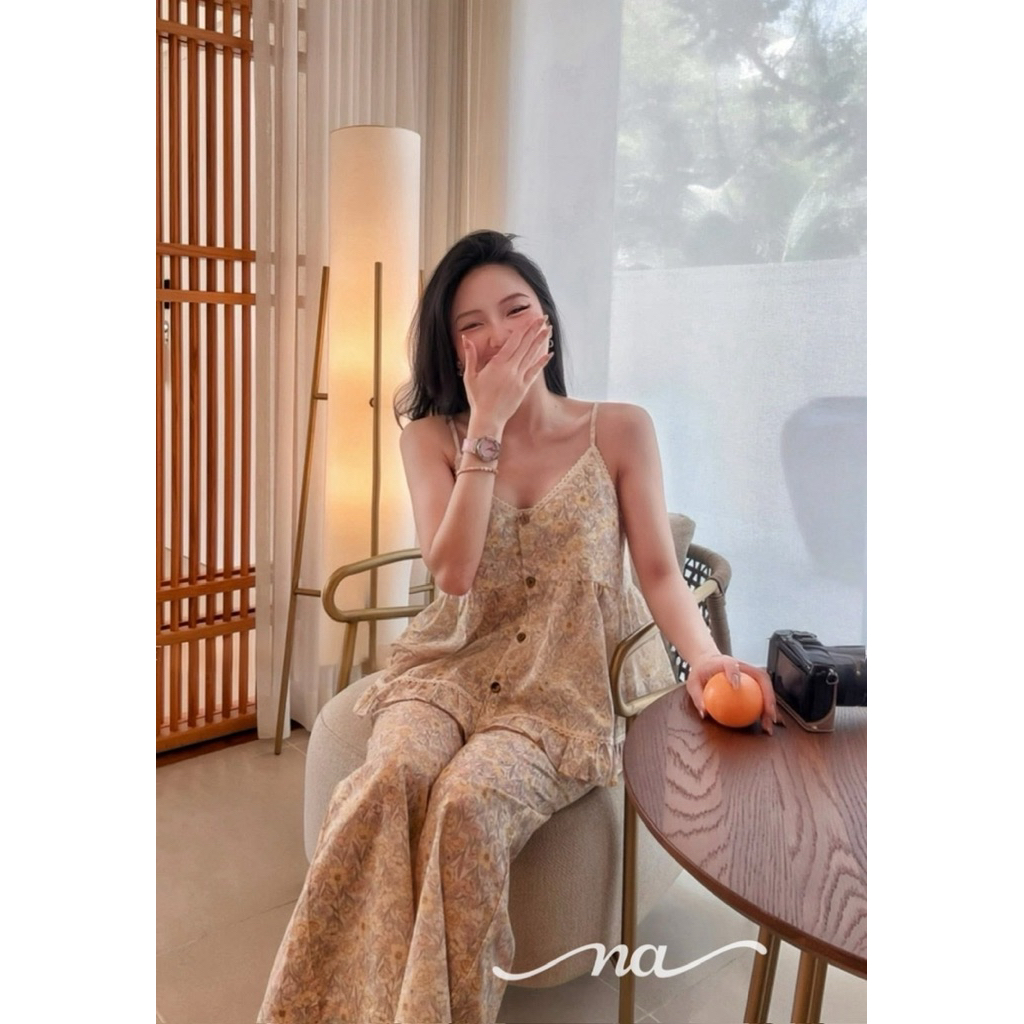 Set ngủ áo 2 dây babydoll hoa nhí mai phương bùi