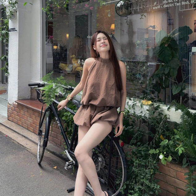 Jumsuit nữ dáng yếm xòe phồng kèm quần short ngắn bo chun xinh xắn LABEL J01