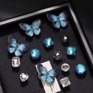 Set Charm Bướm Xanh Đá Pha Lê Cao Cấp – Thiết Kế Tinh Xảo Lấp Lánh Sang Trọng Phong Cách Luxury Trang Trí Dép Đẳng cấp