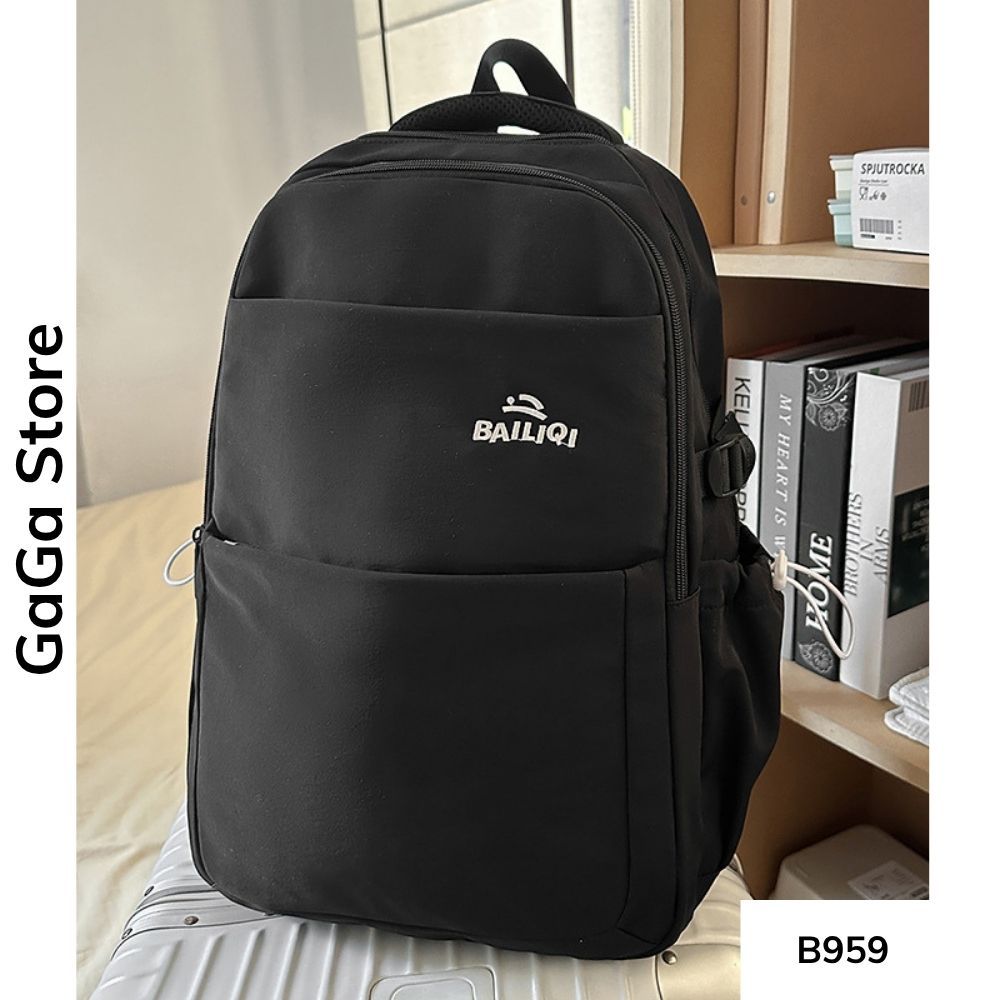 Balo unisex đi học nhiều ngăn màu đơn giản phong cách Ulzzang cho học sinh các cấp B959 gagastore