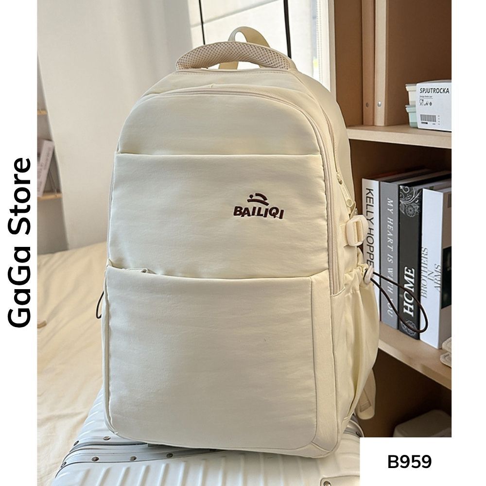 Balo unisex đi học nhiều ngăn màu đơn giản phong cách Ulzzang cho học sinh các cấp B959 gagastore