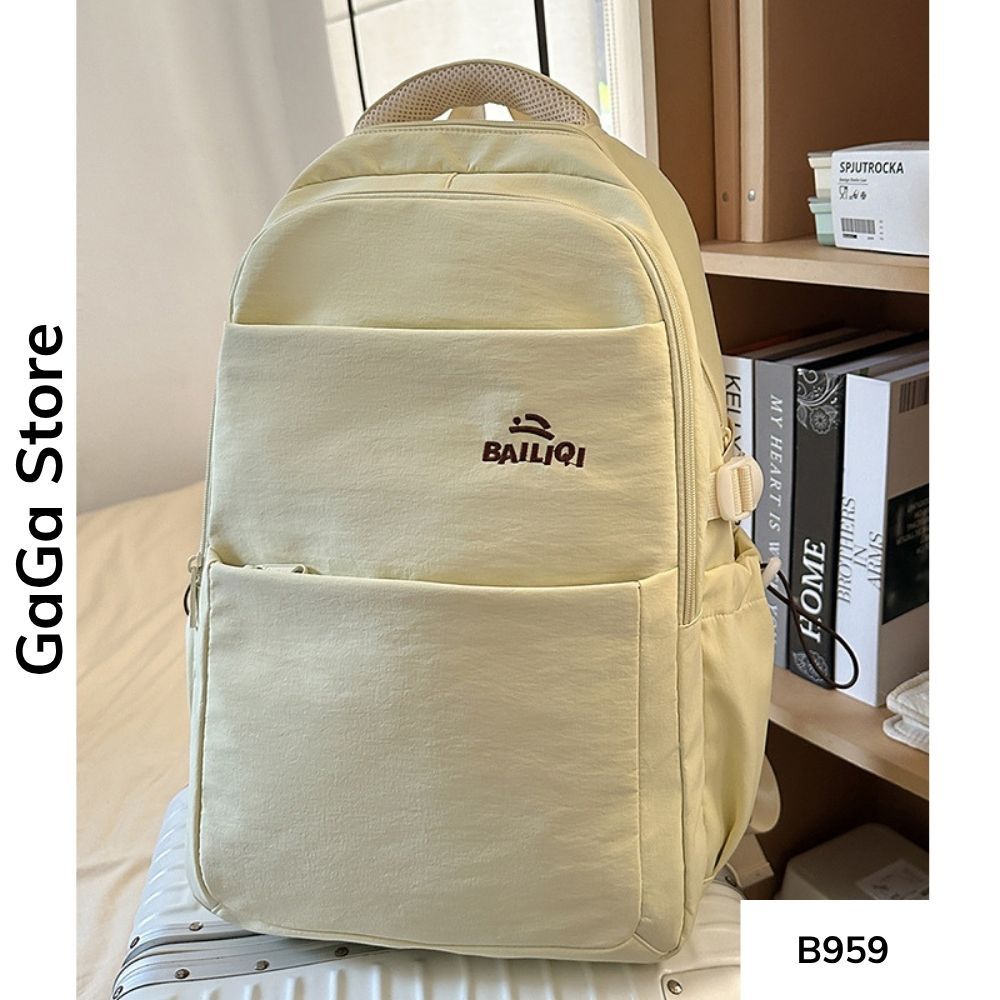 Balo unisex đi học nhiều ngăn màu đơn giản phong cách Ulzzang cho học sinh các cấp B959 gagastore