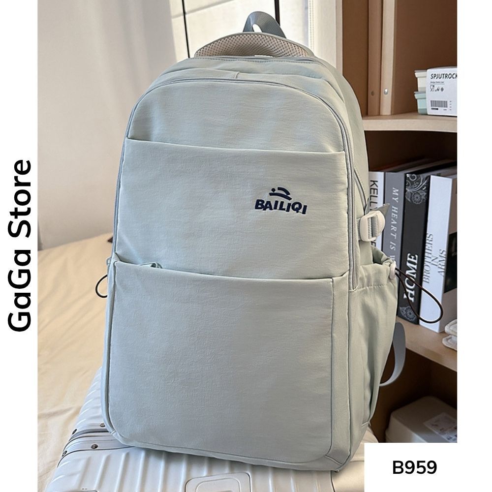 Balo unisex đi học nhiều ngăn màu đơn giản phong cách Ulzzang cho học sinh các cấp B959 gagastore