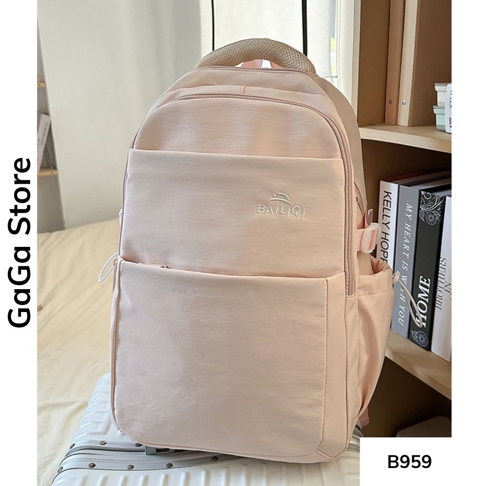 Balo unisex đi học nhiều ngăn màu đơn giản phong cách Ulzzang cho học sinh các cấp B959 gagastore