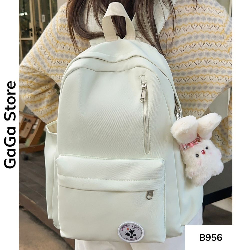 Balo unisex đi học nhiều ngăn màu đơn giản phong cách Ulzzang cho học sinh các cấp B956 gagastore