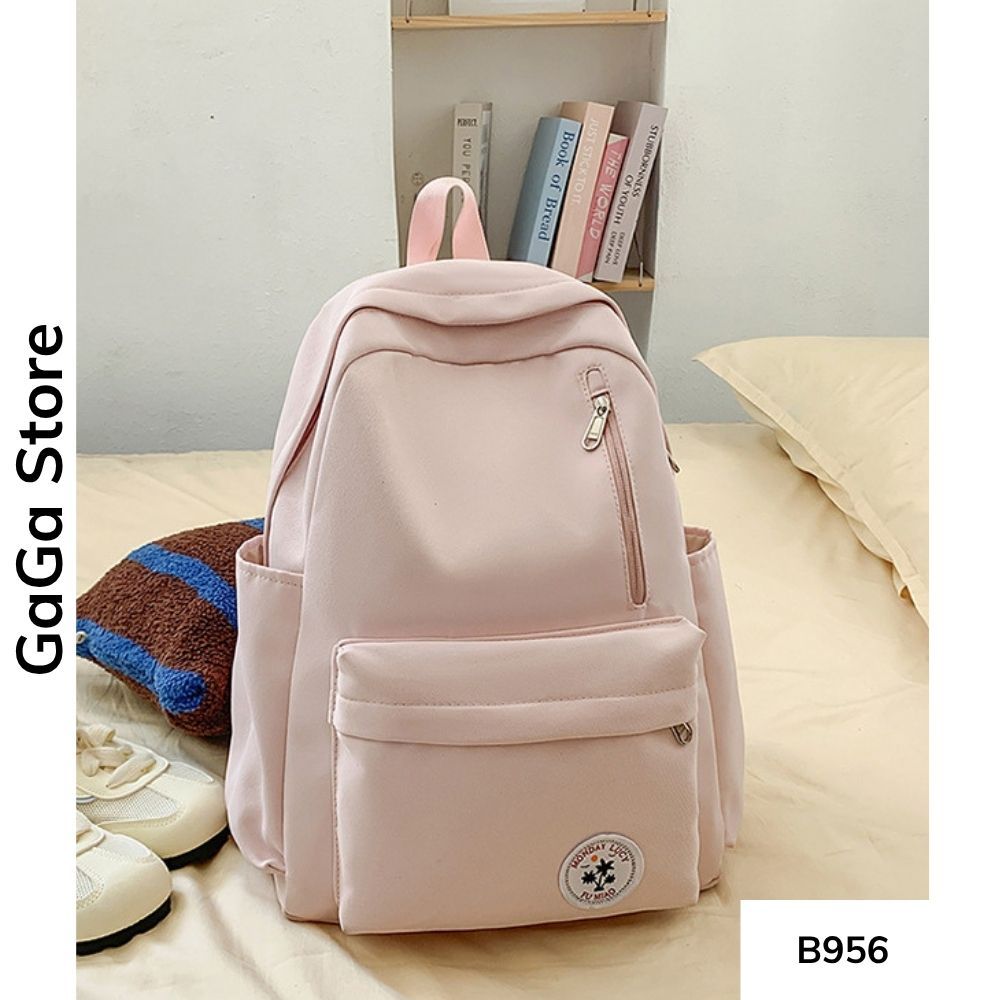 Balo unisex đi học nhiều ngăn màu đơn giản phong cách Ulzzang cho học sinh các cấp B956 gagastore