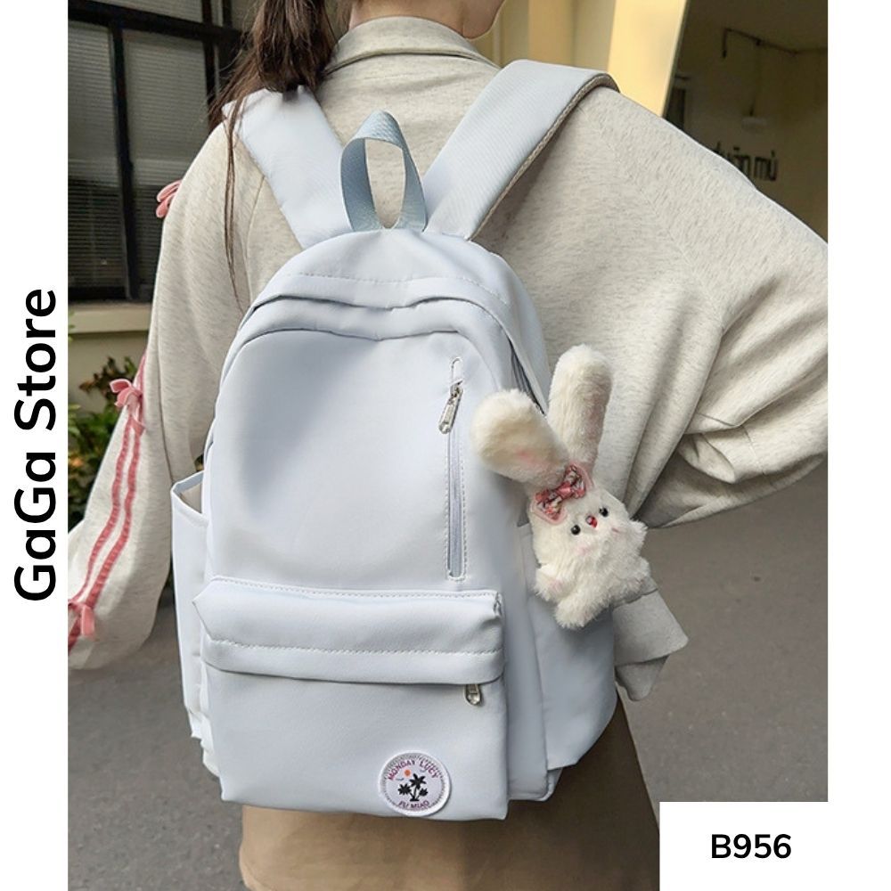 Balo unisex đi học nhiều ngăn màu đơn giản phong cách Ulzzang cho học sinh các cấp B956 gagastore