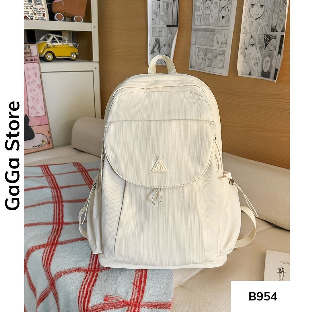Balo unisex đi học nhiều ngăn màu đơn giản phong cách Ulzzang cho học sinh các cấp B954 gagastore