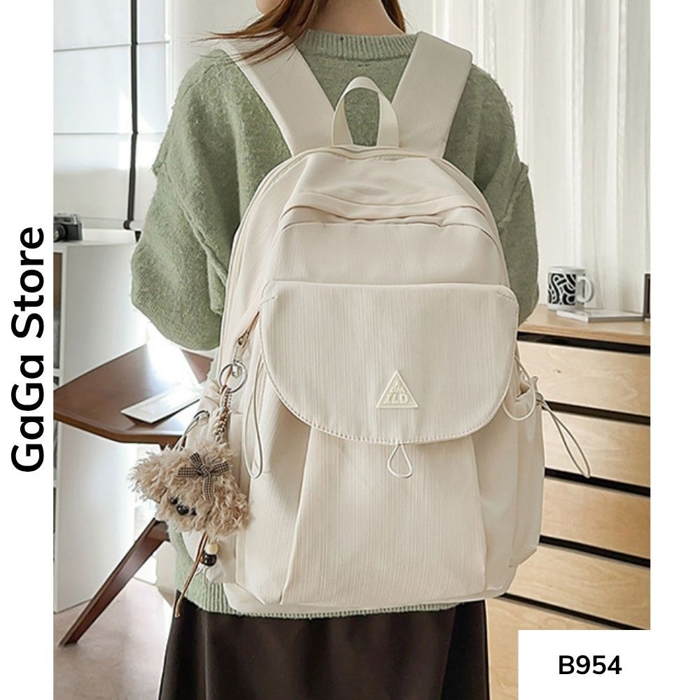 Balo unisex đi học nhiều ngăn màu đơn giản phong cách Ulzzang cho học sinh các cấp B954 gagastore