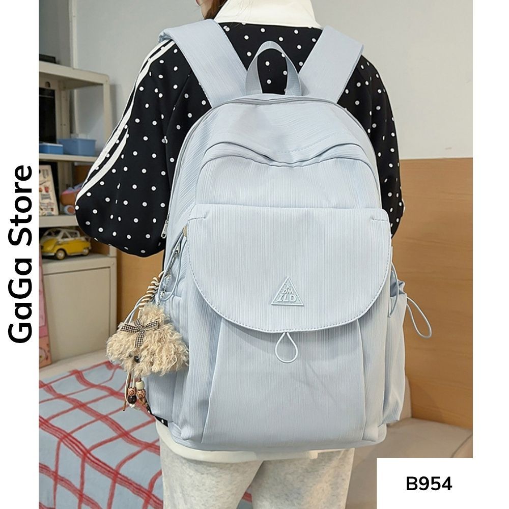 Balo unisex đi học nhiều ngăn màu đơn giản phong cách Ulzzang cho học sinh các cấp B954 gagastore