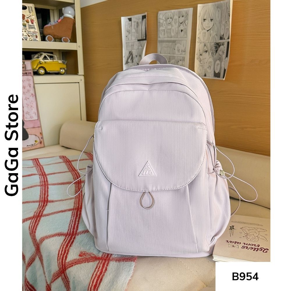 Balo unisex đi học nhiều ngăn màu đơn giản phong cách Ulzzang cho học sinh các cấp B954 gagastore