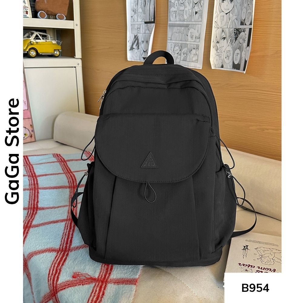 Balo unisex đi học nhiều ngăn màu đơn giản phong cách Ulzzang cho học sinh các cấp B954 gagastore