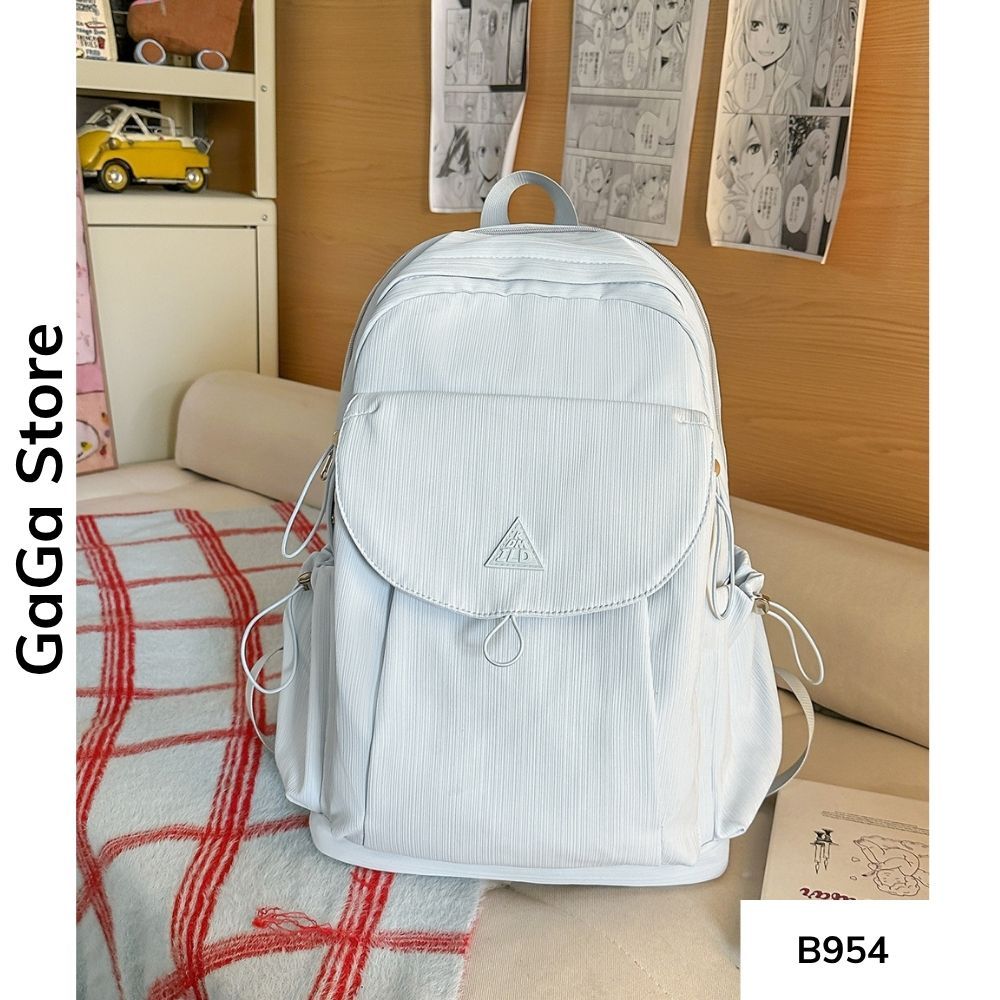 Balo unisex đi học nhiều ngăn màu đơn giản phong cách Ulzzang cho học sinh các cấp B954 gagastore