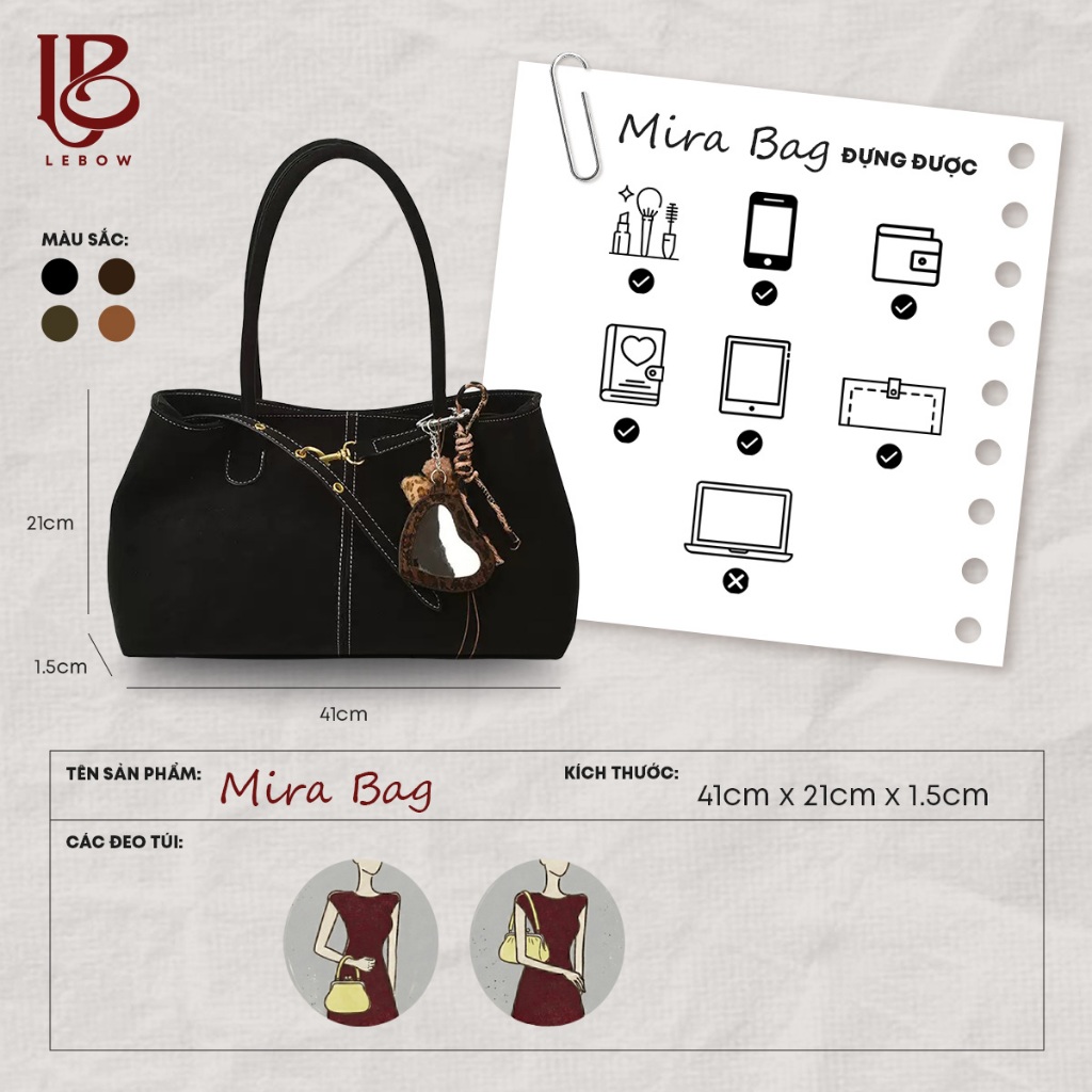 Túi đeo vai nữ LEBOW Mira Bag (Không kèm charm)