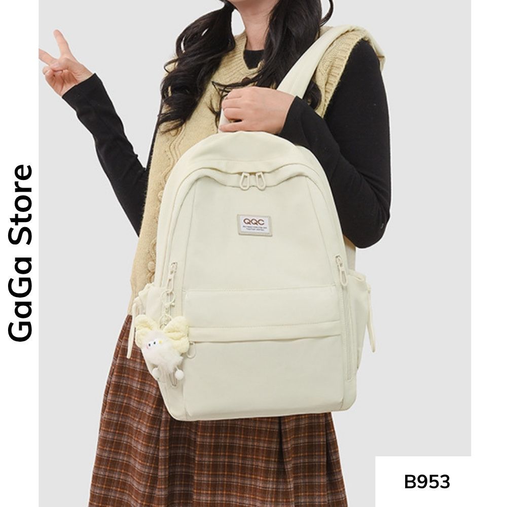 Balo unisex đi học nhiều ngăn màu đơn giản phong cách Ulzzang cho học sinh các cấp B953 gagastore