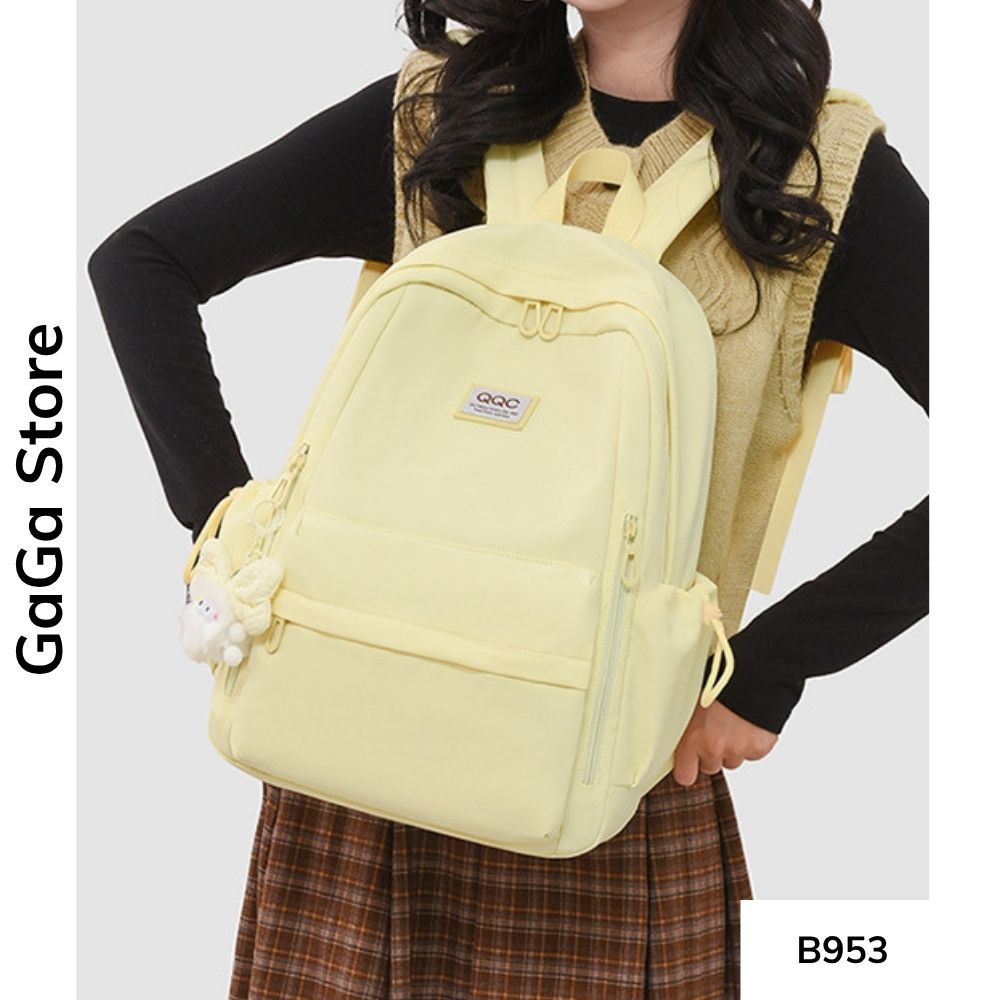 Balo unisex đi học nhiều ngăn màu đơn giản phong cách Ulzzang cho học sinh các cấp B953 gagastore