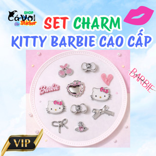 Set Charm Kitty Barbie Cao Cấp Đính Đá – Thiết Kế Tinh Xảo Sang Trọng Phong Cách Tiểu Thư Luxury Trang Trí Dép Xinh