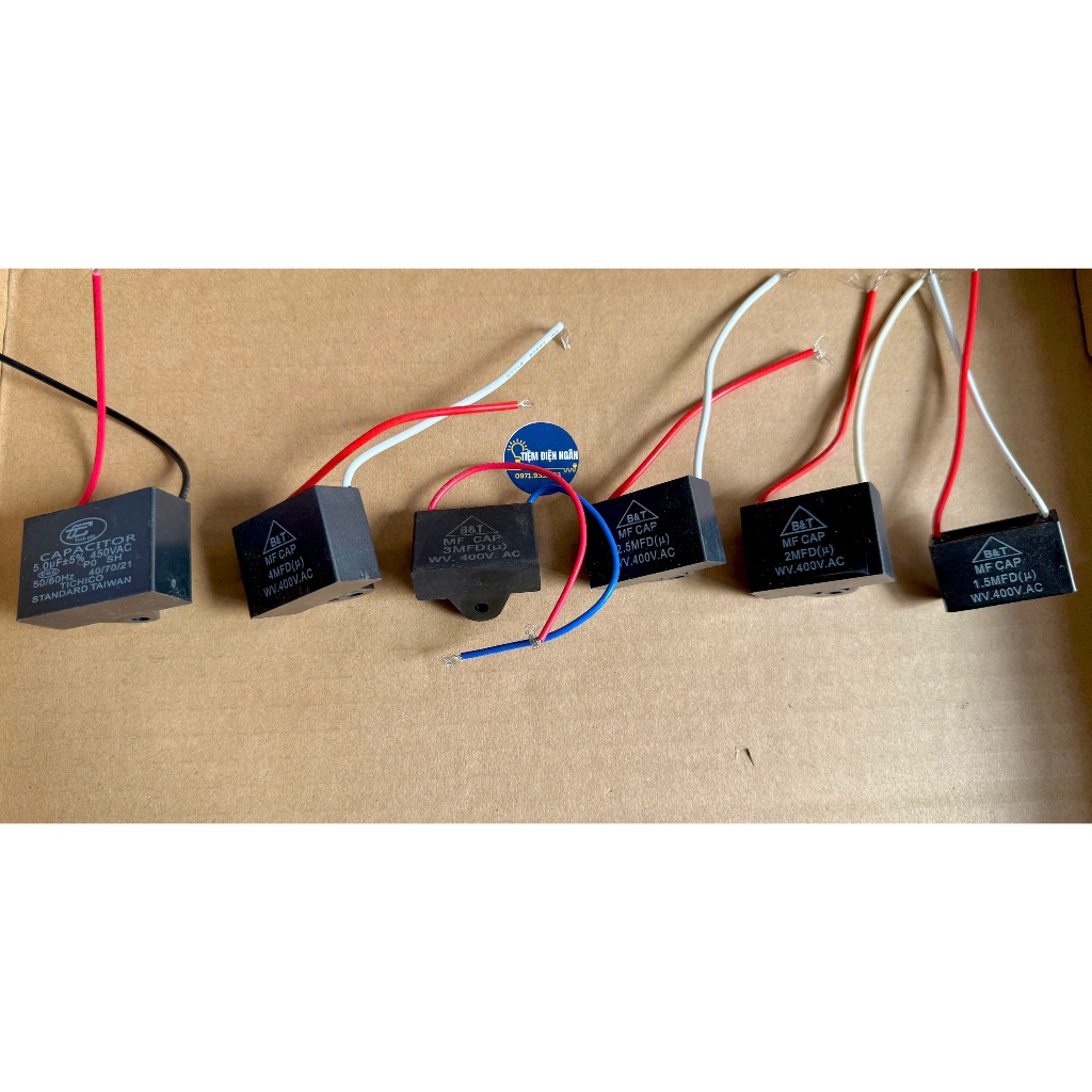 Tụ quạt điện 400VAC 50/60Hz - 1.5uf/ 2uf / 2.5uf / 3uf / 4uf / 5uf.