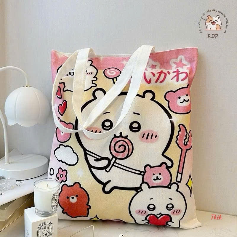 Túi Vải Miniso Anime Dễ Thương Dễ Thương Hachiware Usagi Mỹ Phẩm Ngoài Trời Túi Xách Sách Hoạt Hình