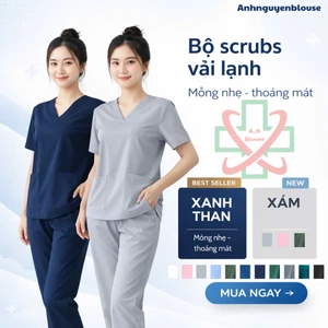 Bộ scrubs bác sĩ, dược sĩ - đồng phục spa, kỹ thuật viện phòng khám vải thường hàng đẹp