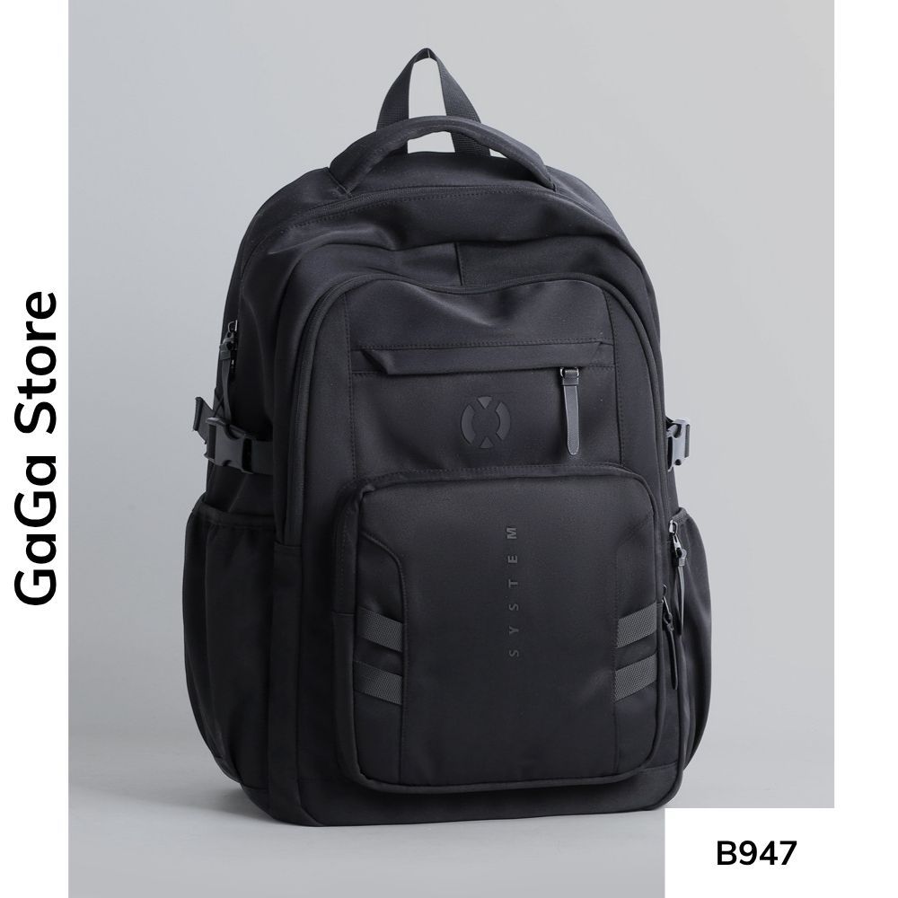 Balo unisex đi học nhiều ngăn màu trơn tối giản phong cách Ulzzang cho học sinh các cấp B947 gagastore