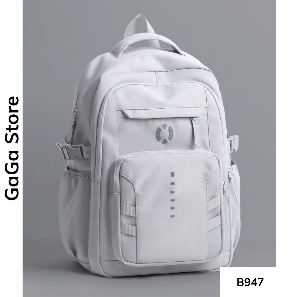 Balo unisex đi học nhiều ngăn màu trơn tối giản phong cách Ulzzang cho học sinh các cấp B947 gagastore