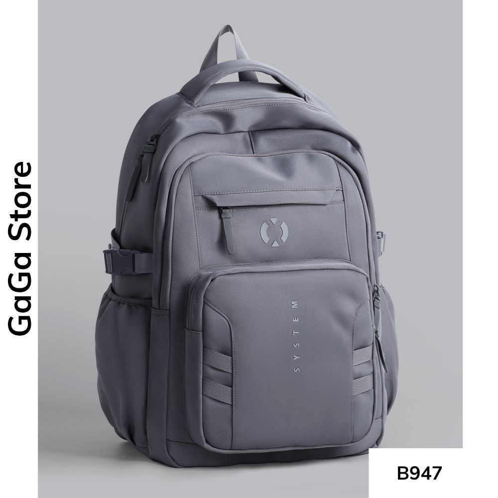 Balo unisex đi học nhiều ngăn màu trơn tối giản phong cách Ulzzang cho học sinh các cấp B947 gagastore