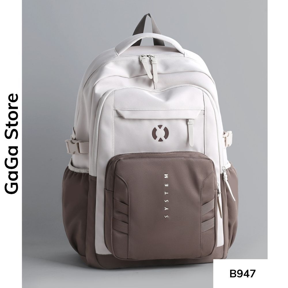 Balo unisex đi học nhiều ngăn màu trơn tối giản phong cách Ulzzang cho học sinh các cấp B947 gagastore