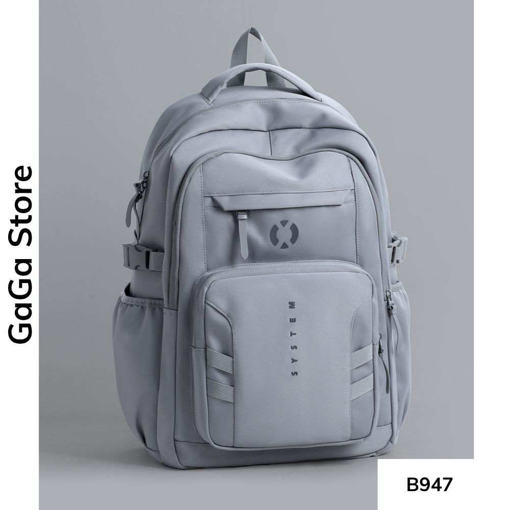 Balo unisex đi học nhiều ngăn màu trơn tối giản phong cách Ulzzang cho học sinh các cấp B947 gagastore