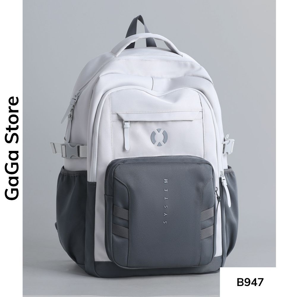 Balo unisex đi học nhiều ngăn màu trơn tối giản phong cách Ulzzang cho học sinh các cấp B947 gagastore