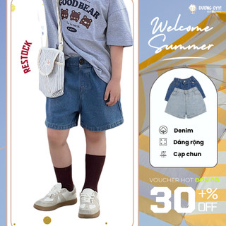 [FORM RỘNG]Quần short jeans trẻ em size 10-38KG quần đùi bò denim cạp chun style Hàn Quốc  | Dương Oyy 010622116